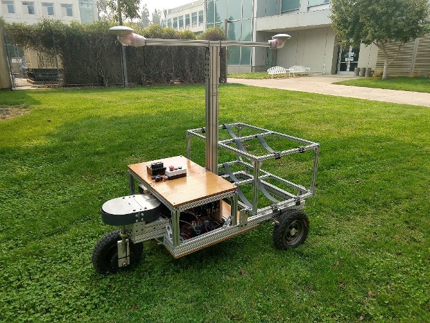 Grapebot harvest-aid robot outdoors at UC Davis